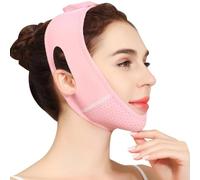 V-Line Lifting Mask Chin Strap for Sleeping, Reusable Breathable Double Chin Reducer for Women Men Comfortable V-Shaped Face Slimming Strap Face Lifting Mask Face Lift Strap (Pink)