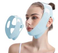 V-Line Lifting Mask Chin Up Mask V Shaped Face Mask Chin strap for sleeping Adjustable Jaw Strap,Jawline Shaper,BLUE,M
