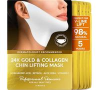 V Line Lifting Mask with 24K Gold - Deep Collagen Face Mask for Women - Jawline Shaper with Retinol & Hyaluronic Acid - Double Chin & Neck Tightening Mask for Face Lift - 5 PACK