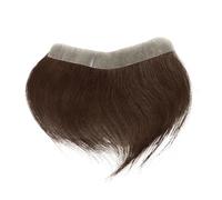 V Loop Straight Forehead Hairpiece Human Hair Frontal Hairline PU Base Men Toupee 180% Density(16x2cm)
