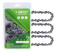V-MODEST 3-Pack 6 Inch Chainsaw Chains Replacement 1/4" LP Pitch 37 Drive Links .043" Gauge Low Kickback Chain Blade, Superior Lubrication for 6" Mini Cordless Electric Chain Saw