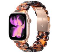 V-MORO Compatible with Apple Watch Straps 40mm 41mm 42mm 38mm for Women, Tortoiseshell Waterproof Lightweight Sport Resin Strap for iWatch SE Series 11 10 9 8 7 6 5 4 3 2 1(Amber - Rose Gold)