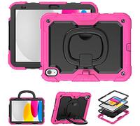 V-MOTA 10.9 Inch Flat Protect Cute Silicone Compatible with iPad 11th A16 2025 and 10th Generation 2022 A2696 A2757 A2777, Rotatable Kickstand Bracelet Protective Cover (Rose Red)