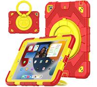 V-MOTA Flat Protect Spider-Man Cute Silicone Compatible with iPad 7th 8th 9th (2019/2020/2021) Generation 10.2 inch; Rotatable Kickstand Bracelet Protective Cover (Red Yellow)