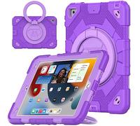 V-MOTA Flat Protect Spider-Man Cute Silicone Compatible with iPad 7th 8th 9th (2019/2020/2021) Generation 10.2 inch; Rotatable Kickstand Bracelet Protective Cover (Purple)