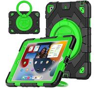 V-MOTA Flat Protect Spider-Man Cute Silicone Compatible with iPad 7th 8th 9th (2019/2020/2021) Generation 10.2 inch; Rotatable Kickstand Bracelet Protective Cover (Black Green)