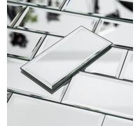 V-MOZZA 40-Pack Greek Silver Beveled Mirror Glass Tiles - 3x6 Real Mirror Subway Tile - Upgraded Industrial Self-Adhesive Backing for Kitchen Backsplash, Accent Wall & Home Decor (Approx. 5 Sq.Ft)