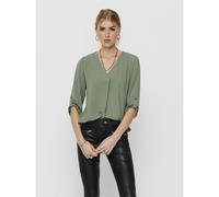 V-Neck Blouse with 3/4 Length Sleeves Green
