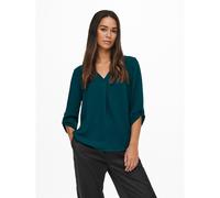 V-Neck Blouse with 3/4 Length Sleeves turquoise blue