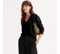 V-Neck Cashmere Jumper in Fine Knit Black