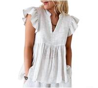 V-Neck Cotton Blend Pullover for top for Women Summer V-Neck | cotton fabric, breathable summer wear, v-neck design, solid colors, smocked craft