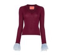 V-neck High Kick Top - female - La DoubleJ - V-neck Knitwear - Red - S - Knitwear S