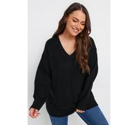 V-Neck Knitted Jumper Yours Black 30-32
