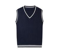 V Neck Knitted Vests for Boys Girls Sleeveless Sweater Vest Pullover Knitwear Crop Tops Kids School Uniform Clothes Teen Girls Solid Cable Knit Sweater Sleeveless Jumper (Blue, 18-24 Months)
