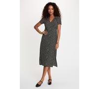 V-Neck Maxi Dress with Short Sleeves Black