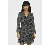 V-Neck Mini Dress Black Print