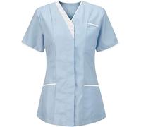 V Neck Nurses Tunics Care Homes Shirts for Women Ladies Private Health Care Hospital Medical Dentists Work Wear Cross Neck Carers Vets Scrubs Uniform Top (UK, Numeric, 8, Regular, Regular, Sky Blue)