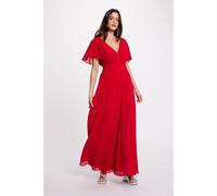 V-Neck Short Sleeve Maxi Dress Red