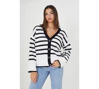V-Neck Striped Cardigan Brave Soul Ivory S