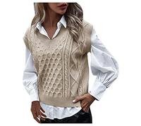 V Neck Sweater Vest Womens Womens Sleeveless Jumper Plus Size Pullover Knitwear Tops Cable Knit Jumper Oversized Knitted Vest Plain Tank Top Knit Pullover Vests Knitted Waistcoat Sweaters Gilets