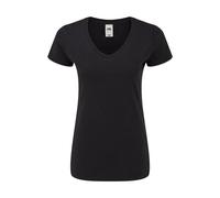 V-neck T-shirt Fruit of the Loom Iconic 150 Noir S