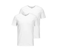 Jack & Jones Men's Jacbasic V-neck Tee 2 Pack T Shirt, White (White), M UK
