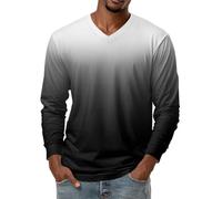 V Neck T Shirts for Men UK, Long Sleeve T Shirt Cotton Plain Casual Basic Tops Breathable Comfortable Tee Shirts Tops (XL, Black)