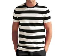 V Neck T Shirts for Men UK Mens White Long Sleeve Mens Striped Full Print Shirt Short Sleeve T Shirts Mens T Shirts (Black, XXXL)
