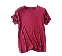 V Neck T Shirts for Men UK Modal Pyjama Tops Summer Casual Short Sleeve Sleepwear Plain Colour Lightweight Pj T-Shirts Regular Fit Ultra Soft Nightwear Men's Comfortable Homewear