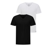 Lee Men's Twin Pack V Neck T-Shirt, Black White, L