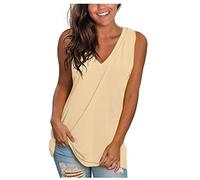 V Neck Tank Tops for Women UK Sale Clearance Summer Vest Top Flowy Sleeveless Tunic Top Ladies Vintage Solid Color Vests Casual Loose Fit Going Out Top Retro Blouse