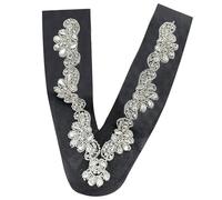 V Neckline Appliques Rhinestones Beaded Sew On Appliques Trims Patches for Bridal Dresses Costumes Garment Accessories Sewing Mesh Collar