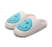 V OPXIN Cartoon Slippers for Women Men Cute Cozy Plush Warm Slippers Indoor Outdoor Meet Me at Midnight Strawberry Mushroom Evil Eye Love Heart, Lightning Blue, 38/40 EU