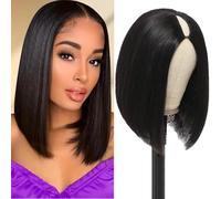 V Part Bob Wig Human Hair Straight Human Hair Wigs Upgrade U Part Human Hair Wig for Women No Leave Out No Sew In Natural Color 12INCH