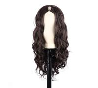 V Part Long Curly Wavy Wig， Clip in Synthetic Hair Replacement Wig for Women 24 inch Adds Volume(Dark Brown)