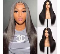 V Part Wig Human Hair 16 Inch Straight Human Hair Wigs Upgrade U Part Human Hair Wig for Women No Leave Out No Sew In Natural Color