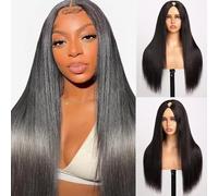 V Part Wig Human Hair 22 Inch Straight Human Hair Wigs Upgrade U Part Human Hair Wig for Women No Leave Out No Sew In Natural Color