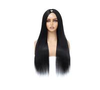 V Part Wig Human Hair for Women Beginner Friendly 250 Density No Lace No Glue No Sew Natural Blackr Adds Volume(16inch)