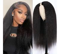 V Part Wig Human Hair Glueless Yaki Human Hair Wig Upgrade U Part Human Hair Wigs for Women No Sew In Natural Color 20 inch