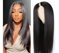 V Part Wig Human Hair Straight Upgrade U Part Glueless Wig for Black Women 4x1 Hand Knit Lace Natural Scalp Quick Style Everyday Hairstyle Vacation Ready Party Occasion 150% Density 20 Inch
