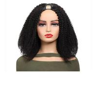 V Part Wig Human Hair Wig for Women 180 Density Curly Thin Part Kinky Wigs Clip In Natural Color(20inch)