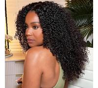 V Part Wigs Human Hair Curly 180% Density Upgrade U Part Wig Glueless Human Hair V-Part Clip in Half Wigs No Leave Out No Glue No Sew-in Beginner Friendly 22 inch
