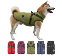 V.PET.B.R Dog Winter Coat,Warm Dog Jacket Paded Flece Dog Vest with Built in Harnss,Waterproof Windproof Reflective Adjustable Snow Pet Coat Clothes with Zipper for Small Medium Dogs