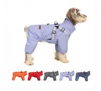 [V.PET.B.R]Waterproof Dog Raincoat with Integrated Harness - 4-Leg Full Body Rain Suit, Windproof Dog Jacket with Adjustable Straps & High Collar, Wet & Muddy Walks(Purple,M)