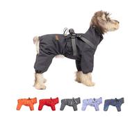 [V.PET.B.R]Waterproof Dog Raincoat with Integrated Harness - 4-Leg Full Body Rain Suit, Windproof Dog Jacket with Adjustable Straps & High Collar, Wet & Muddy Walks(Gray,2XL)