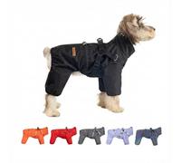 [V.PET.B.R]Waterproof Dog Raincoat with Integrated Harness - 4-Leg Full Body Rain Suit, Windproof Dog Jacket with Adjustable Straps & High Collar, Wet & Muddy Walks(Black,L)