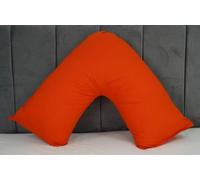 V Pillow With Pillowcase - Orthopedic V Pillow For Neck, Back, Pregnancy & Nursing Support Pillow-with polycotton pillowcase Standard Size 74 x 34cm (Orange)