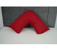 V Pillow With Pillowcase - Orthopedic V Pillow, Hollow Fiber V Pillows For Neck, Back, Pregnancy & Nursing Support Pillow-with polycotton pillowcase Standard Size 74 x 34cm (Red)