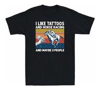 V.POON I Like Tattoos and Horse Racing and Maybe 3 People Men's Short Sleeve T-Shirt Black 3XL
