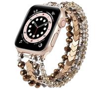 V.R.HOPE Bead Bracelet Compatible with Apple Watch Strap 40 mm 42 mm 41 mm 38 mm Women, Elegant Modern Unique Jewellery Bracelets for iWatch SE Series 11 10 9 8 7 6 5 4 3 2 1 (Coffee - Large)